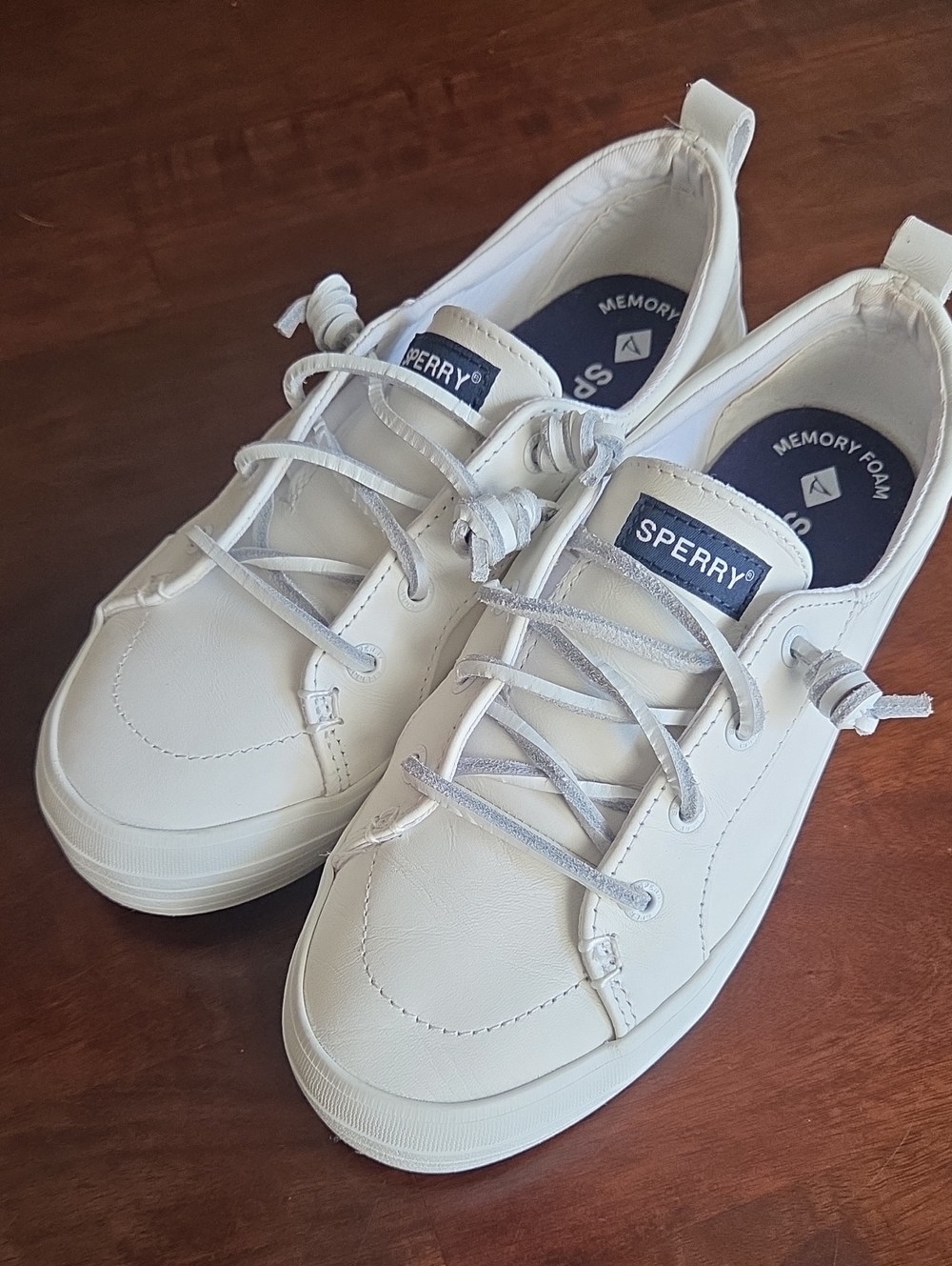 Sperry White Leather Lace-Up Women's Sneakers